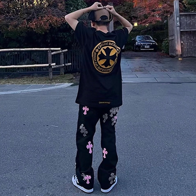 chrome hearts 23ss gold coin cross print short sleeve t-shirt